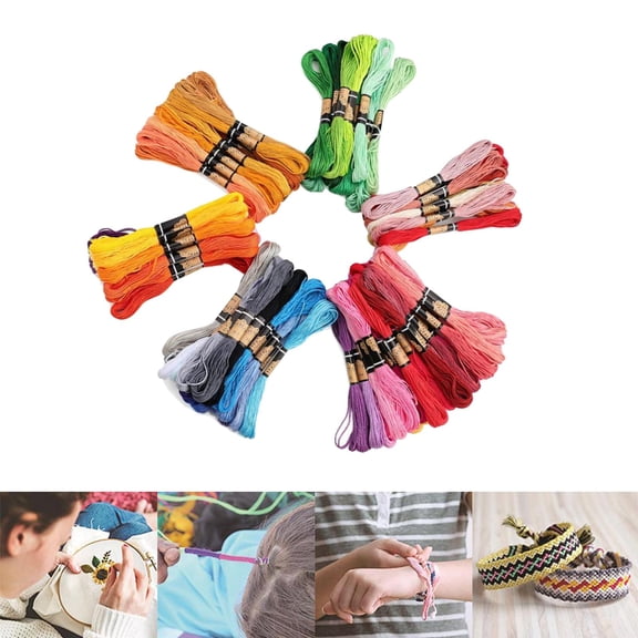 Rainbow Colored Embroidery Thread Floss, 100 Skeins Bracelet DIY Making String, Rug Decoration Tassels Craft Threads for stitch beginners favors