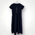 thumbnail image 3 of Tauxra V-Neck Short Sleeve Long Shirt Dress with Pockets for Women Solid Color Summer Casual, 3 of 9