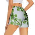 thumbnail image 3 of Vsdgher Watercolor Green Leaves Print Women's Running Double Layer Shorts High Waisted with Pockets Elastic Yoga Workout Athletic Gym Sports, 3 of 8