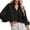 black, variant on LEEYNEER White Long Sleeve Shirt for Woman Button Down Cropped Shirt Blouses for Women Dressy Casual Solid Lapel Shirt with Chest Pocket