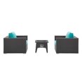 thumbnail image 6 of Contemporary Modern Urban Designer Outdoor Patio Balcony Garden Furniture Lounge Chair and Table Fire Pit Set, Fabric Rattan Wicker, Blue, 6 of 8