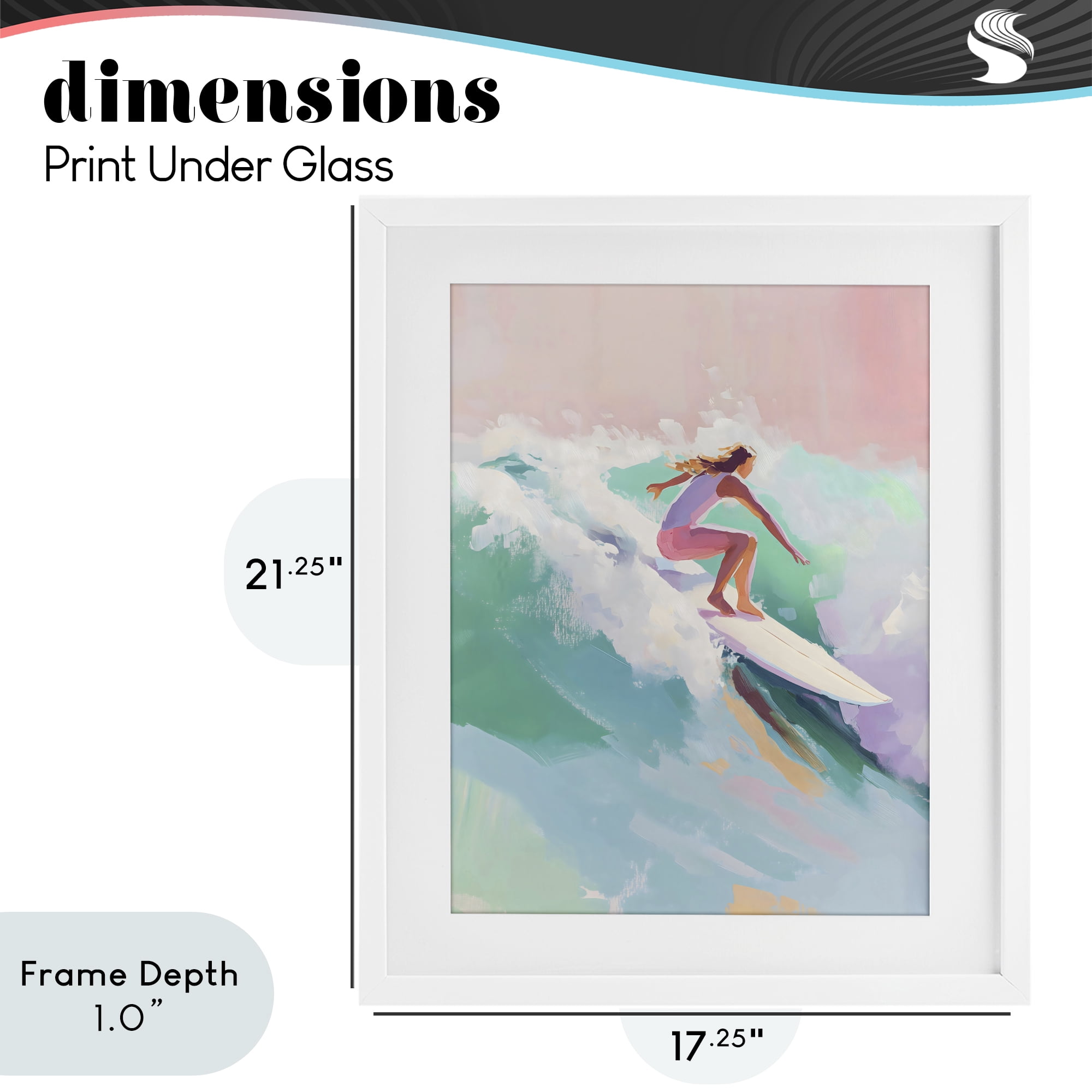 Stupell Industries Surfer Girl Riding Waves White Framed Print Under Glass, design by The Prints Vibe