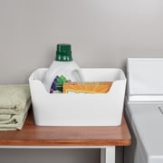 (6 pack) Mainstays X-Large Easy Access Bin, Open Plastic Storage Bin with Scoop Front, White