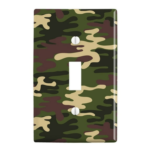 Green Camouflage Plastic Wall Decor Toggle Light Switch Plate Cover