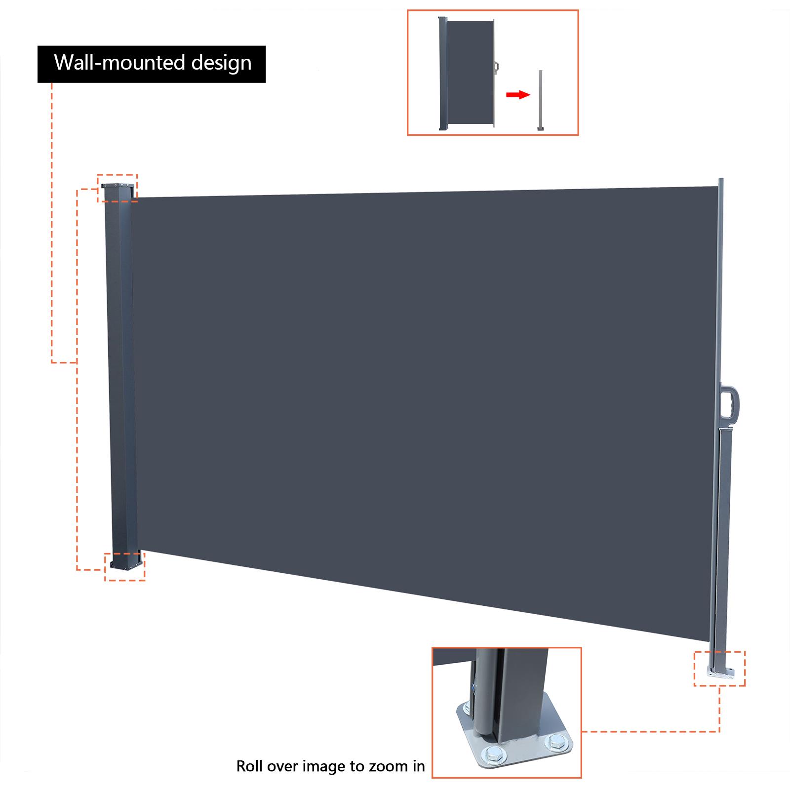 Ktaxon 71" x 118" Retractable Side Awning Wind Screen Privacy Divider-Gray - image 3 of 5