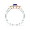 thumbnail image 2 of ANGARA Natural 1 ct Tanzanite and Diamond Three Stone Ring in 14K White & Rose Gold for Women (Size-7x5mm) | December Birthstone, Anniversary, Jewelry Gift for Women | Natural Tanzanite Ring, 2 of 8