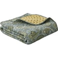 thumbnail image 5 of Cozy Line Green Paisley Print 100% Cotton Reversible Quilted Throw Blanket, 5 of 6