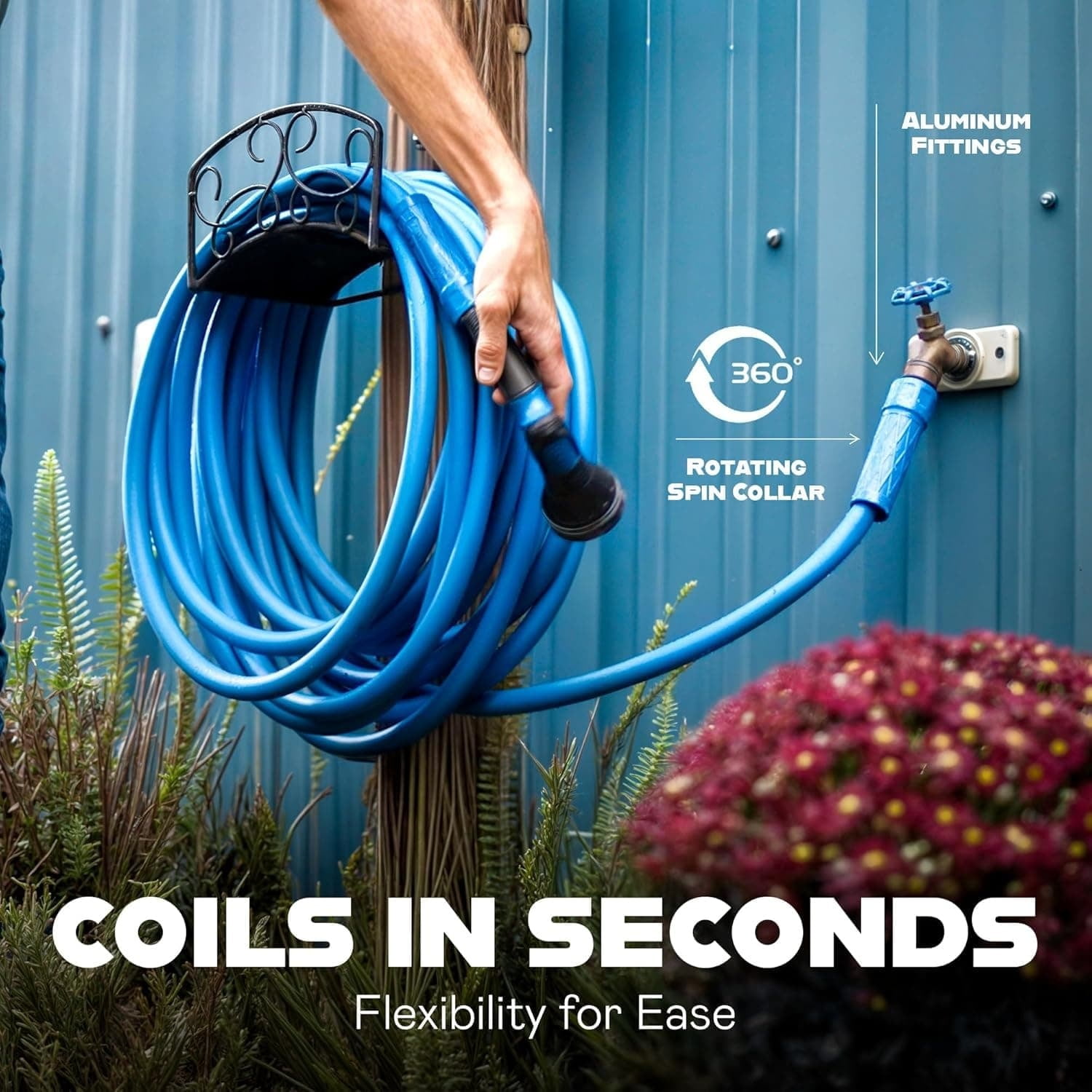 75 Ft Garden Hose with Sprayer Nozzle, 2-Layer Heavy Duty Drinking RV Water Hose 75Ft x 5/8 in. Flexible, Lightweight, NON Expandable, Kink Resistant, Easy Connect Fittings