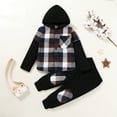 thumbnail image 4 of Younger Tree Toddler Baby Boy Clothes Hoodie Sweatsuit Outfits Kids Winter Flannel Plaid Shirt Top Pants Set for 3-4T, 4 of 8