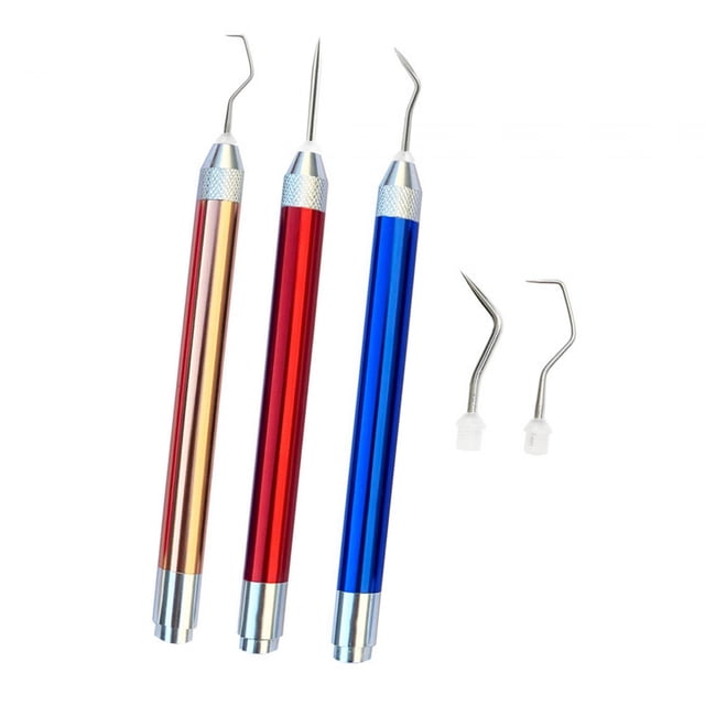 Herramienta de deshierbe de vinilo, vinilo portátil para deshierbe artesanal con luz, 5 cabezales de repuesto para camafeos, fabricación de cuentas BLESIY Pluma de deshierbe de vinilo