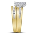 thumbnail image 5 of Solid 10K Yellow and White Gold Two Tone His and Hers Real Natural Diamond Trio Three Rings Set Cluster Matching Rings Wedding Band Set 5/8 Carat - ( .63 Cttw ) - Ladies Size 8.5 - Mens Size 11.5, 5 of 6