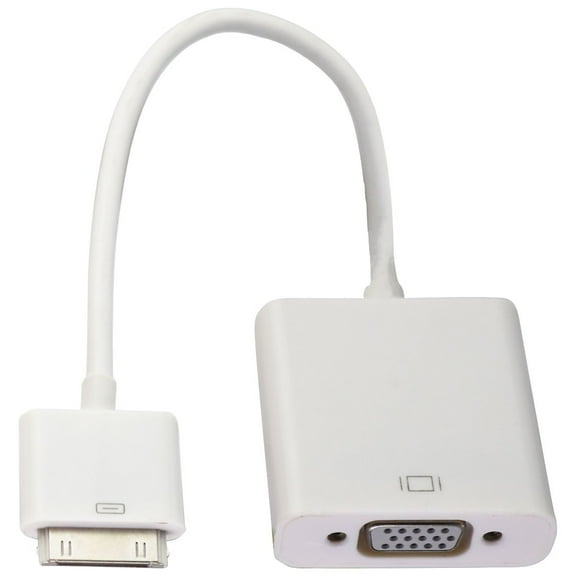 Pre-Owned Short style 30-Pin to VGA Adapter Cable for Monitors - White