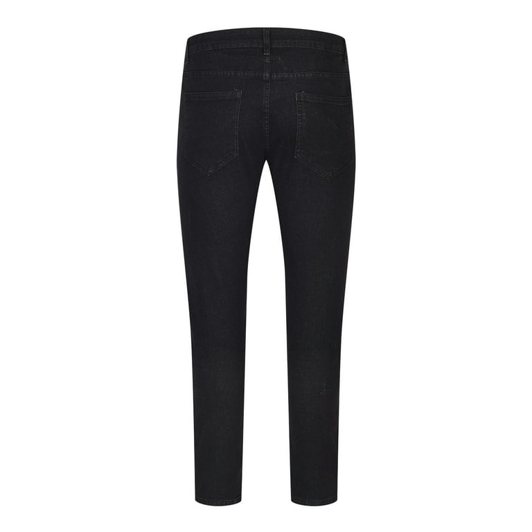 RQYYD Men's Plus Size Ripped Destroyed Jeans Stretchy Knee