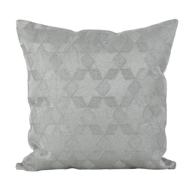 SARO 230.S18S Stitched Star Design Cotton Down Filled Throw Pillow - Silver