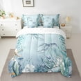 thumbnail image 2 of Crayfish Bed in a Bag Queen Comforter Set 7 Piece,Teal Blue Ocean Beach Coastal Bedding Set Starfish Octopus Sheet Sets with Comforter Underwater Creature Coral Bed Set,Kawaii Lobster Room Decor, 2 of 4