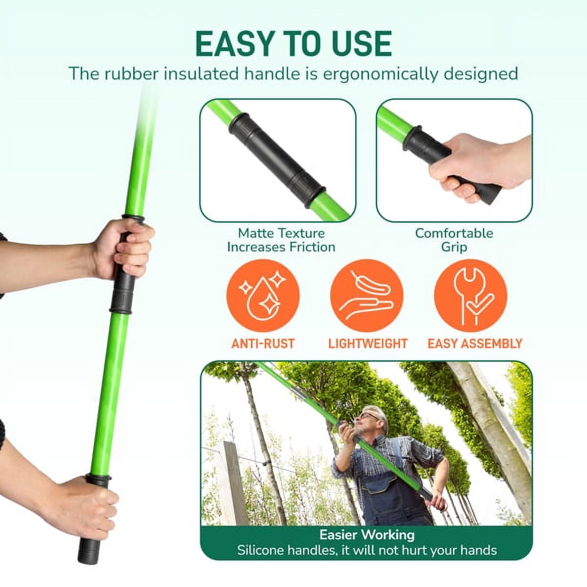 26ft Manual Pole Saw, Lightweight Tree Trimmers Long Handle Pruner Set, Sharp Steel Blade and Scissors Pole Saw for Trimming Palm, Pear Tree, Fir Tree, Other High Trees and Shrubs