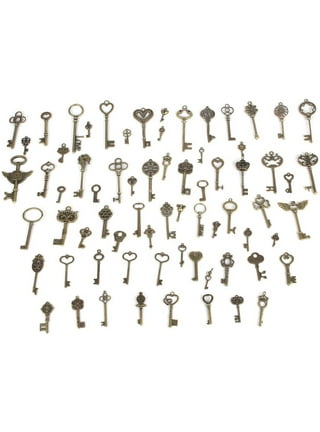 OTVIAP Vintage Keys,69pcs Assorted Antique Vintage Bronze Skeleton Keys  Fancy Heart Bow Jewelry,Bronze Keys 