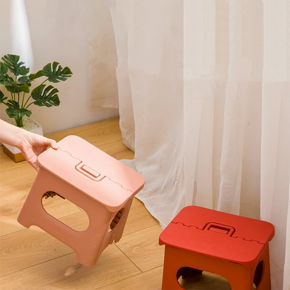 HEMOTON Portable Foldable Stool for Home Use Made of PP Material Lightweight Red 1Pc