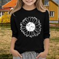 thumbnail image 2 of PINQI Girls Summer 3/4 Sleeve T Shirt Sunflower Dandelion Graphic Kids Athletic Top Cotton Crewneck Aesthetic Tshirt, 2 of 5