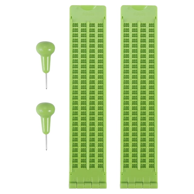 Pizarra Braille de 4 líneas y 28 celdas yuxing Kit de pizarra Braille plástico verde