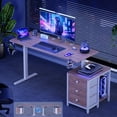 thumbnail image 3 of GUNAITO 55.1" Electric Standing Desk with 3-Drawer Cabinet, Adjustable Height Desk with Memory Panel, Office & Gaming Desk，Nutural, 3 of 12