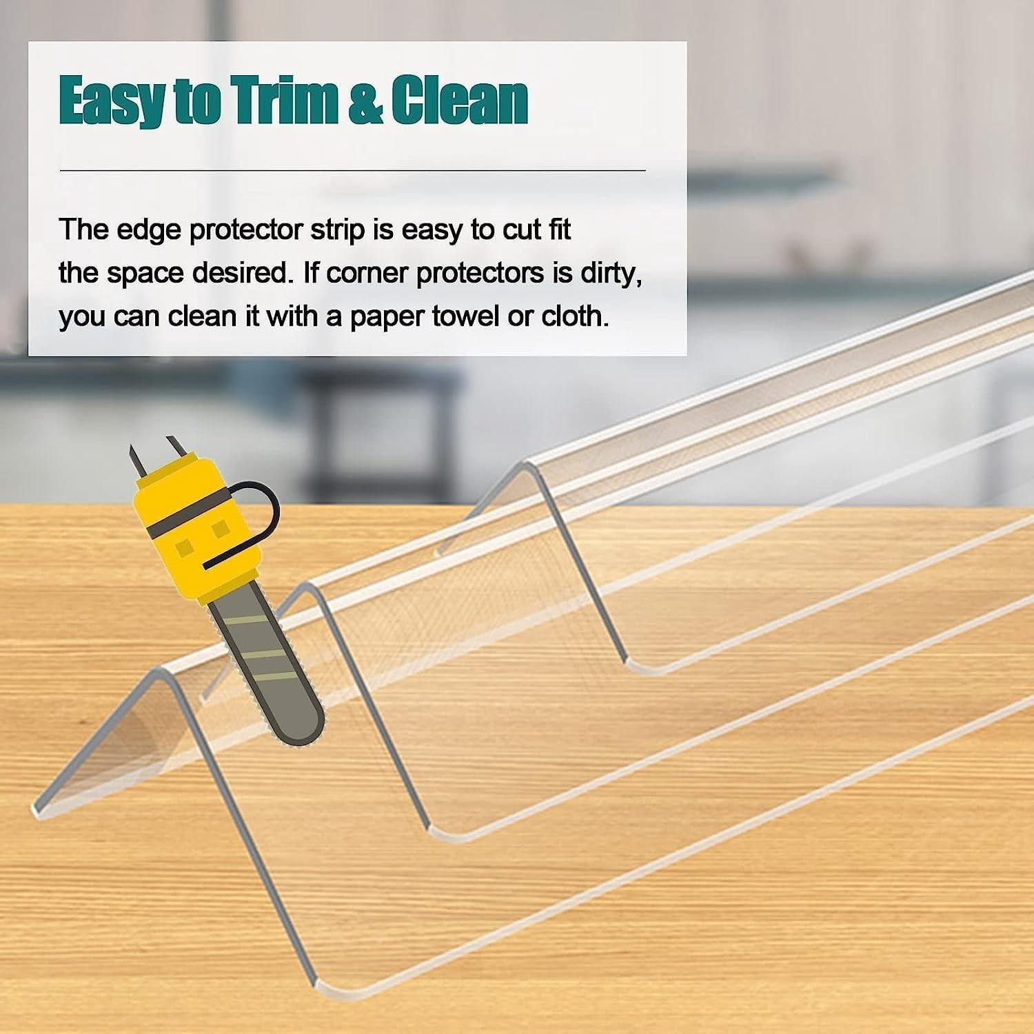 Clear Edge Protector Strip L Shape Wall Corner Guards Furniture Bumper Self Adhesive 31.5 Inch