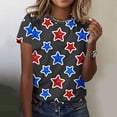 thumbnail image 2 of Cavosen Women Short Sleeve Tops Crew Neck Casual Patriotic Tee Red White and Blue Graphic Shirt Summer Loose Tops, 2 of 5