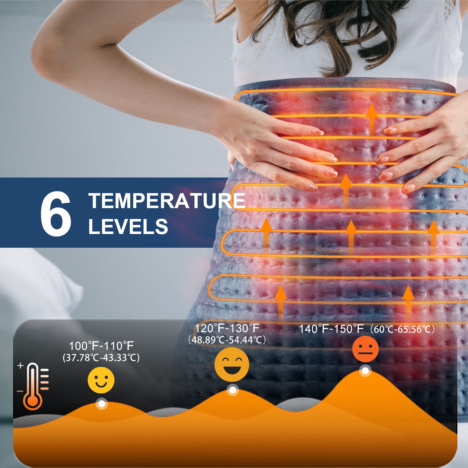 TCVOR Flannel Heating Pad for Deep Heat and Full Body Comfort, King Size 17"x33" Electric Heating Pad with 6 Heat Settings, 6 Timer Auto Shut Off, Machine Washable