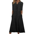 thumbnail image 2 of Zorckvet Loose Dresses for Women Button Down with Pockets Short Sleeve Trendy Long V Neck Womens Dress Summer, 2 of 5