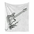 thumbnail image 1 of Guitar Soft Flannel Fleece Throw Blanket, Hand Drawn Style Electric Guitar on White Backdrop Rock Music Accords Sketch Art, Cozy Plush for Indoor and Outdoor Use, 50" x 60", Black White, by Ambesonne, 1 of 6