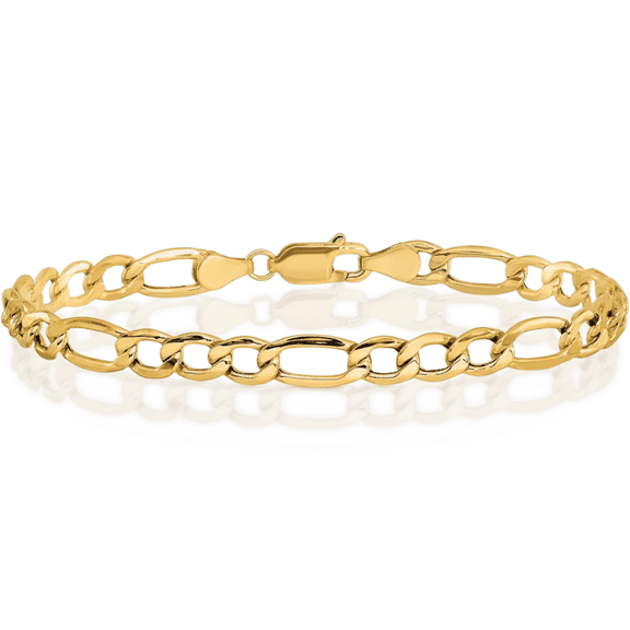 14K Solid Yellow Gold 5.75mm Figaro Link Chain Bracelet