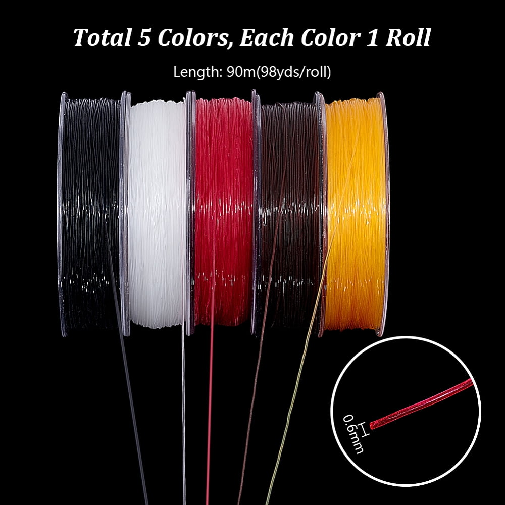 5 Colors 490 Yards Elastic String 0.6mm Clear Elastic Thread Magic Jewellery Wire Bracelet String Stretchy Elastic Cord Necklace Bracelet