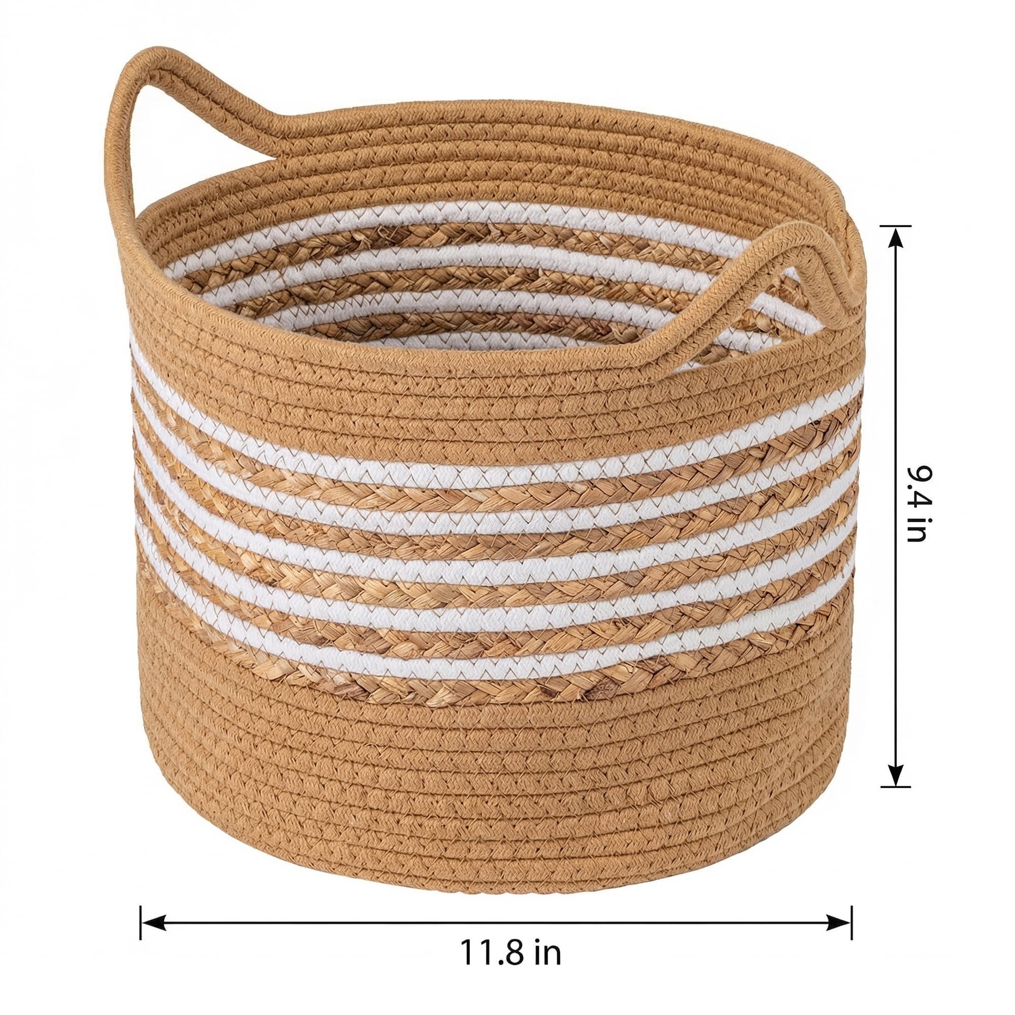 Unique Bargains Multiple Use Woven Storage Bin for Home Light Brown 11.8*11.8*9.4in