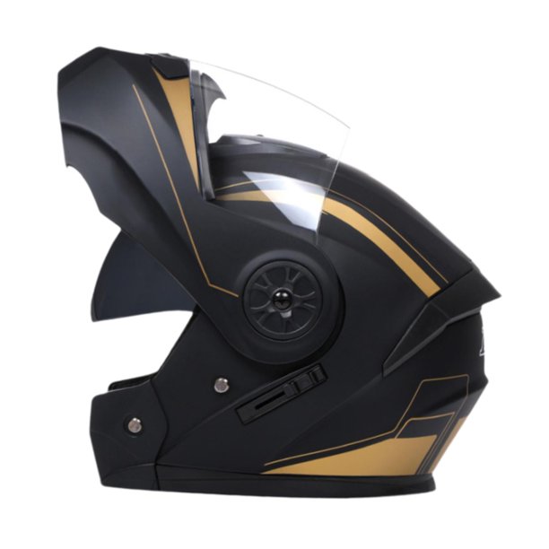Casco de motocicleta Zulema con visera negro dorado L claro