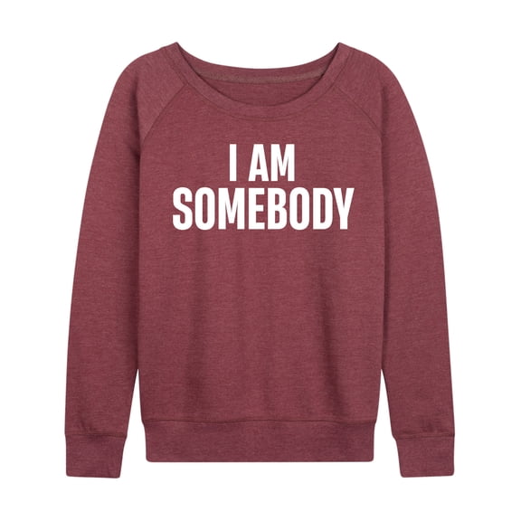 Instant Message - I Am Somebody Lightweight French Terry Wide Neck Long Sleeve Graphic Shirt