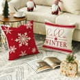 thumbnail image 4 of colorlife Merry Christmas Hello Winter Buffalo Plaid Snowflake Red Throw Pillow Cover, 18 x 18 Inch Winter Holiday Cushion Case Decoration for Sofa Couch Set of 4, 4 of 6