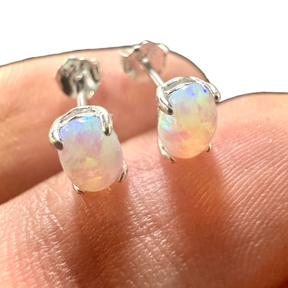 2Ct Lab Created Fire Opal Oval Cut Solitaire Gift Stud Earrings 14K White Gold Plated