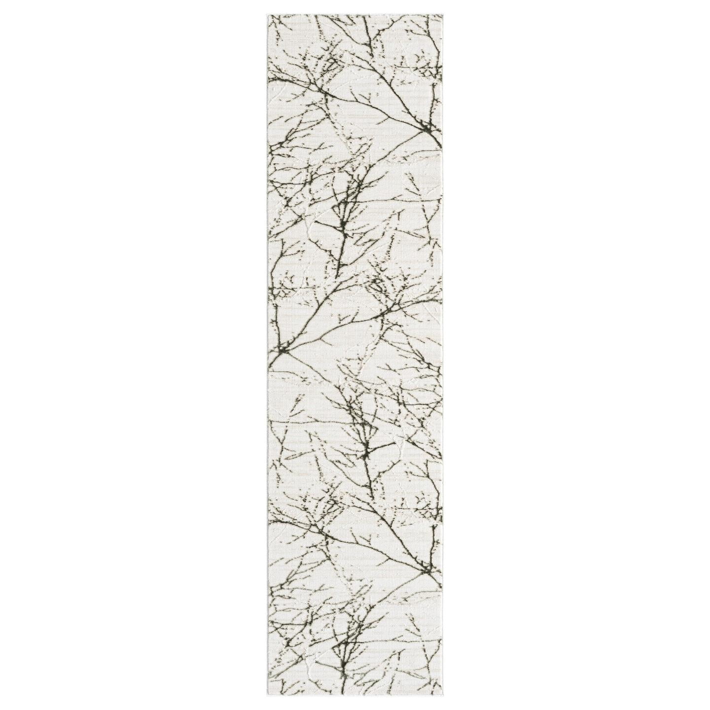 Luxe Weavers Modern Abstract Branches Cream Green 2x8 Area Rug, Machine-Made Carpet