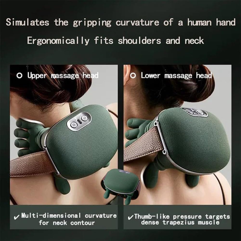 Siasoo Neck Massager, Bionic Heated Deep Tissue Back Massager with 4D Kneading and Simulated Hand Design, Wireless Portable Neck and Shoulder Massager for Pain Relief and Relaxation