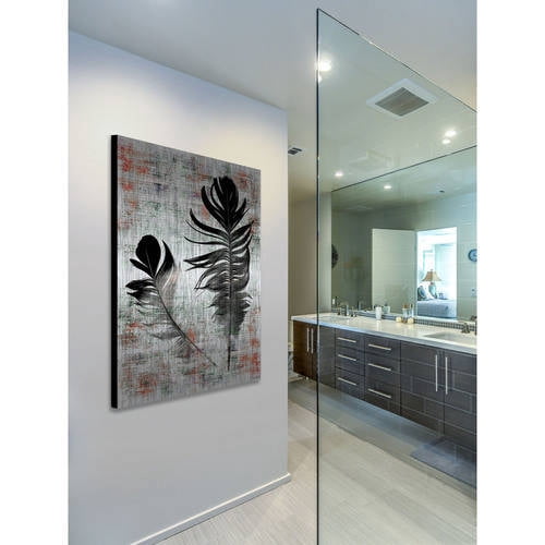 Parvez Michel Inc Parvez Taj - Black Feathers Painting Print on Brushed Aluminum