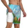 thumbnail image 3 of Picia Happy Easter pattern Mens Swim Trunks with Compression Liner Stretch Beach Shorts Quick Dry with Zipper Pockets No-Chafing Board Shorts-3X-Large, 3 of 9