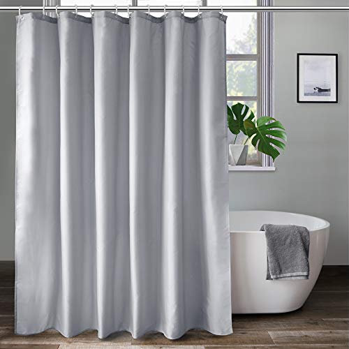 Heavy Duty Water Repellent Polyester Bathroom Fabric Shower Curtains for Spa and Hotel Quality Extra Long Shower Curtain Liner 80 Inches Long Machine Washable 72 x 80 Inch White 