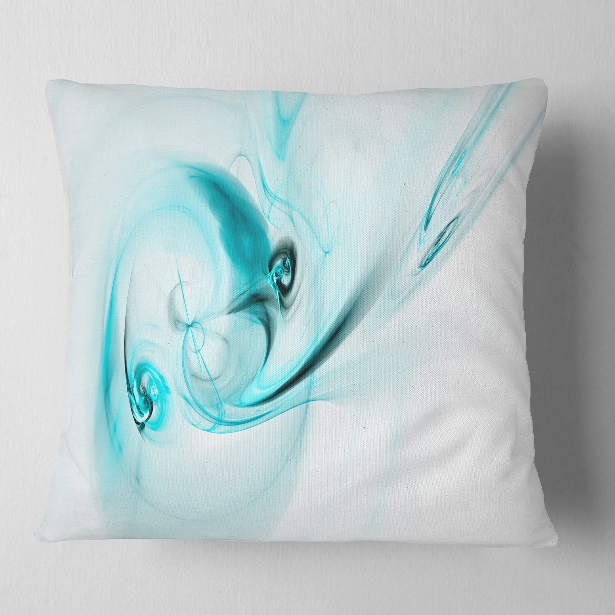Designart Colored Smoke Light Blue - Abstract Throw Pillow - 16x16