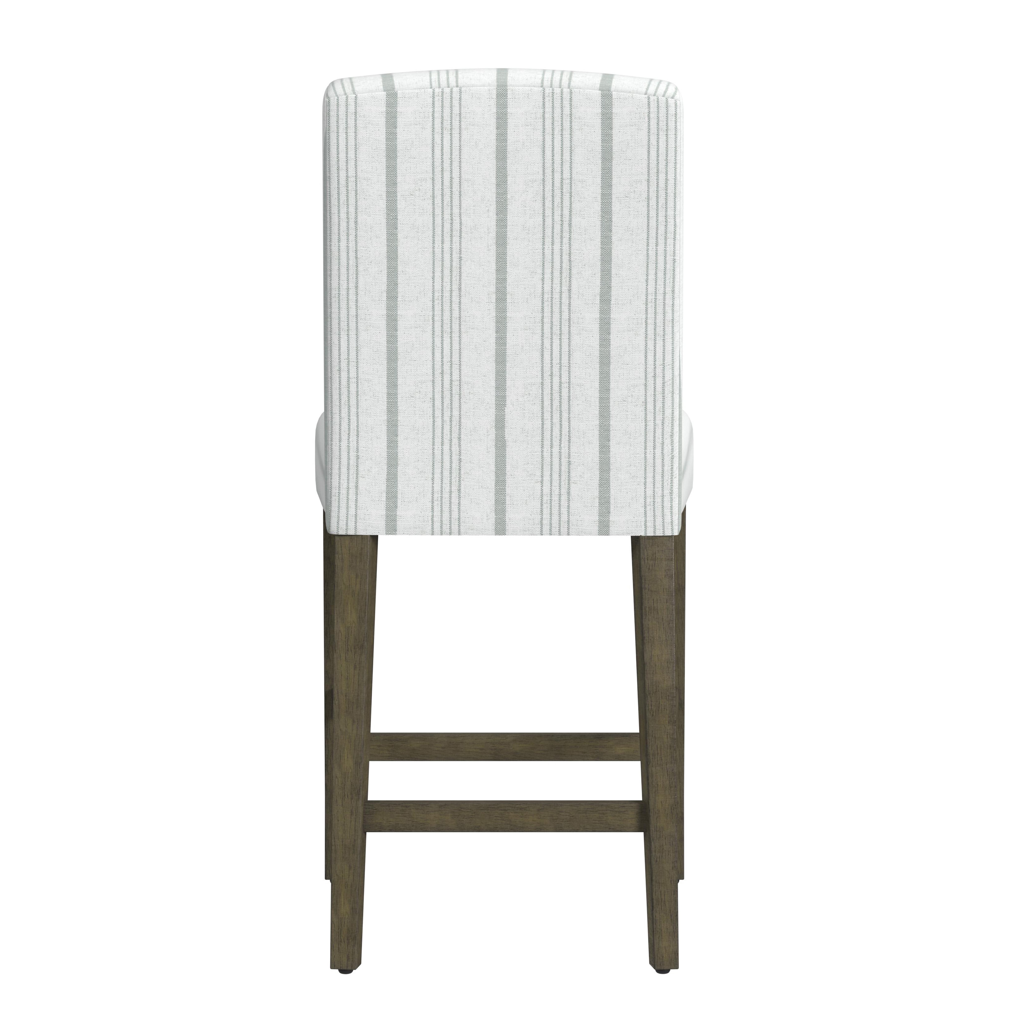 HomePop 24" Indoor Curved Back Upholstered Counter Stool, Dove Gray Stripe