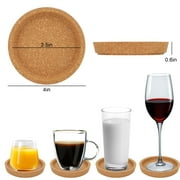 EEEkit 6pcs Cork Coasters, Absorbent Heat-Resistant Coasters for Drinks, 3.5 Inner Diameter, Brown