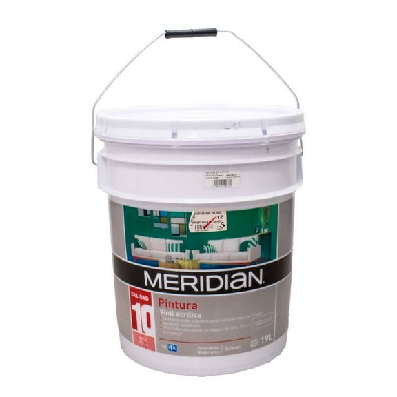 Pintura Meridian Vinil Acrílica Interiores y Exteriores Satinado 19 Litros
