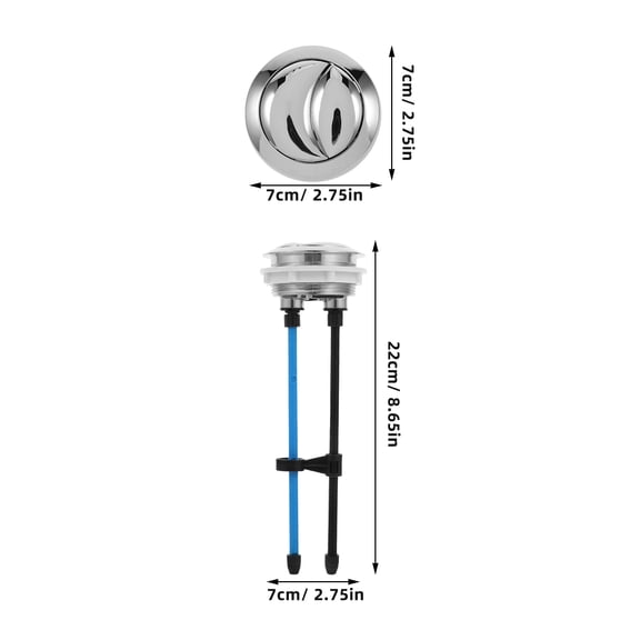 UPOUART Dual Flush Toilet Button with Double Push Design for Home Use ABS Material Silver Color Fits Various Toilets 2.5 Inches