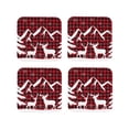 thumbnail image 2 of Disketp Christmas Buffalo Plaid Funny Coasters,4 Pcs Leather Coasters With Holder, Perfect Housewarming Hostess Gifts,Protect Furniture From Water Marks Scratch, 2 of 9