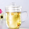 thumbnail image 4 of Taza de vidrio transparente resistente al calor de 400 ml con tapa de filtro de té para oficina, 4 of 8