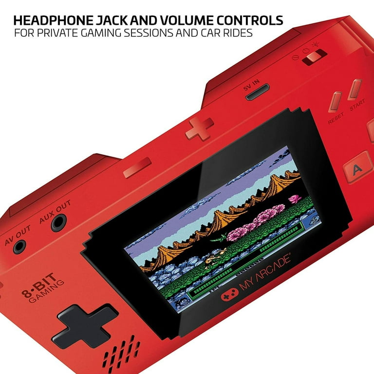 Pixel Player Handheld Game Console: 300 Retro Style Games Plus 8 Data East  Hits, Battery or Micro USB Powered, Color Display, AV Out Jack for TV,  Speaker, Volume Cont 